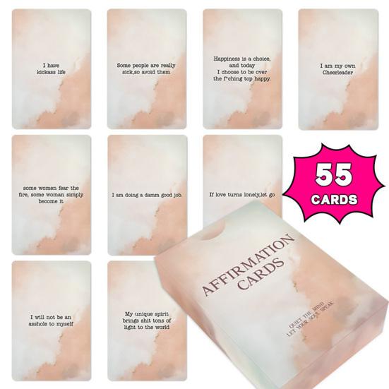 55 Stück/Set Frauen Positive Affirmationskarten Tägliche Motivationszitate Kartendeck Selbstfürsorge Emotionales Wohlbefinden Ermutigung Achtsamkeit Meditationswerkzeug