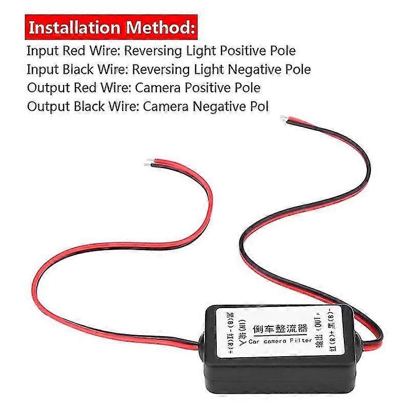 12v Car Rear Camera Rectifier Relay Capacitor Filter Connector For Rear Lens Anti-interference