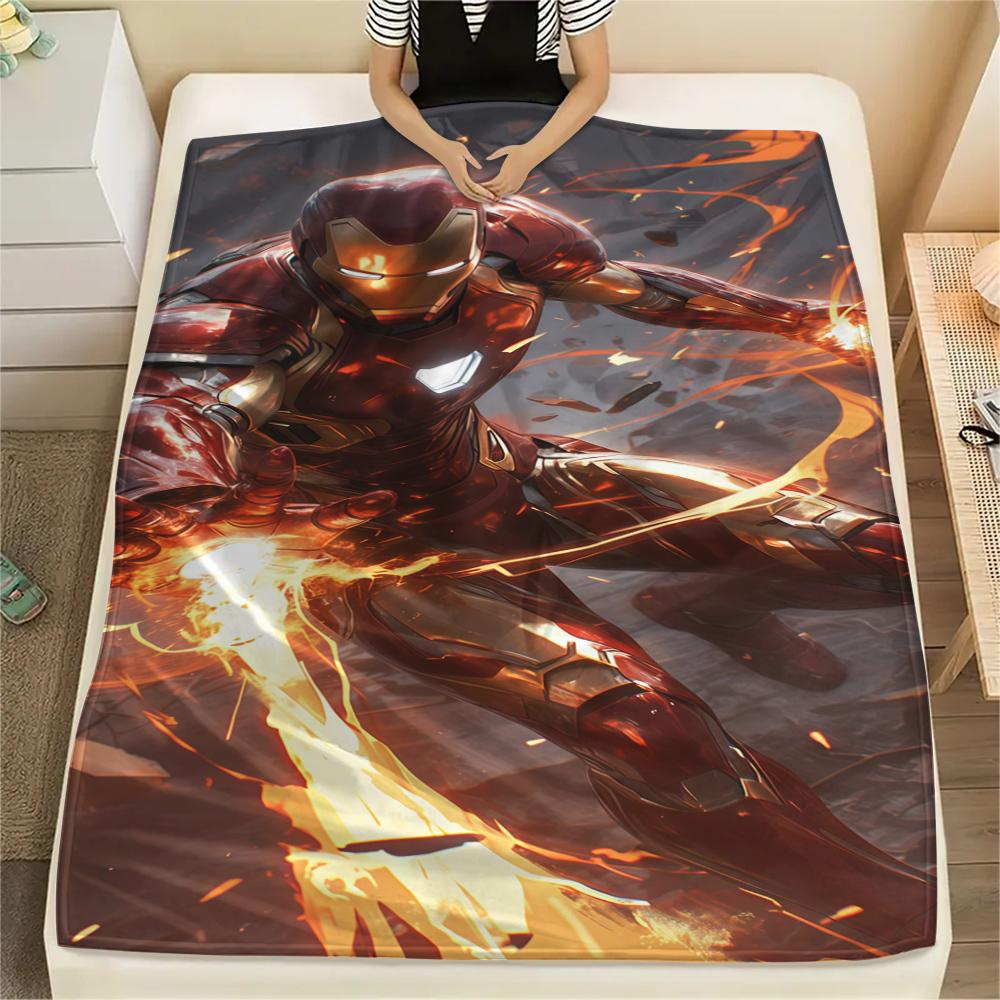 

Iron Man Poster Warm Flannel Blanket, Printed for Bed Sofa Chair, Ideal for Picnic Travel Home -HYQ38 75x90cm