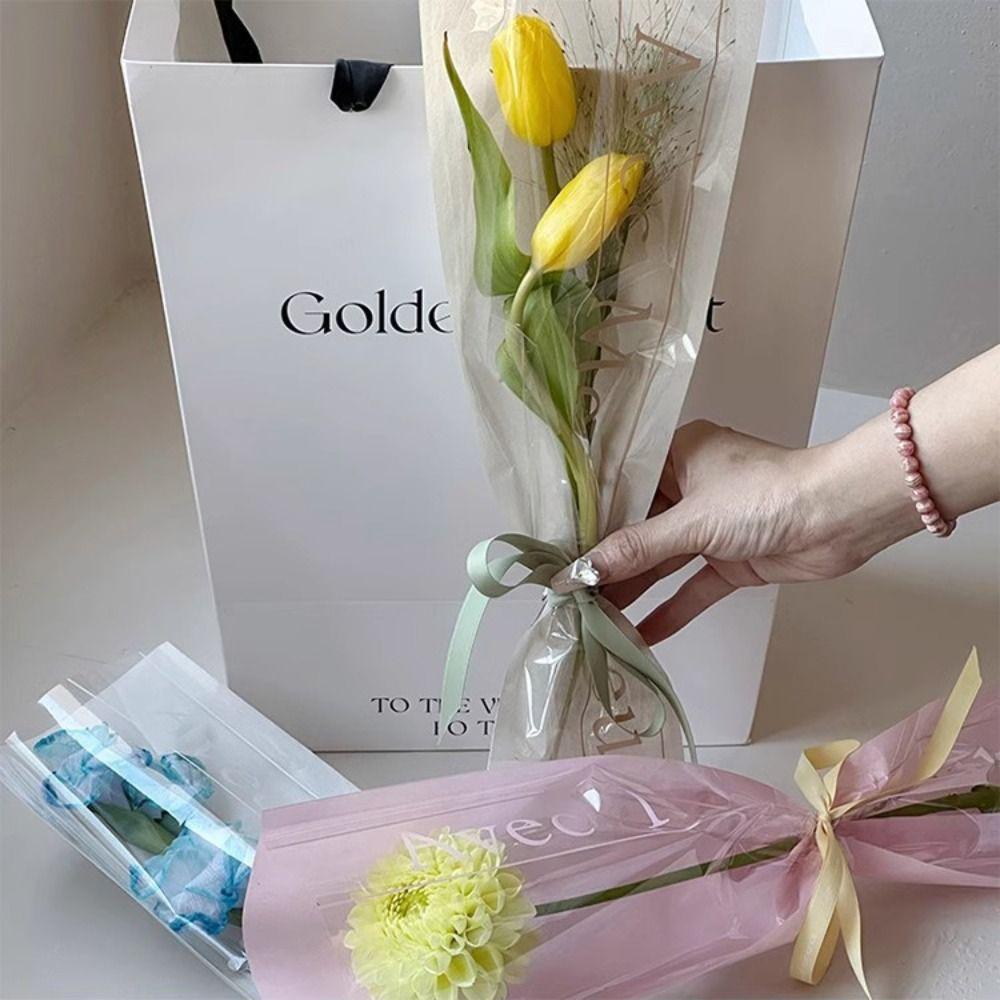 20PCS Handmade DIY Rose Bouquet Packaging Bag Cellophane Flower Wrapping Bag Mother's Day