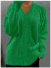 Women's Solid Color V-Neck Knit Sweater Coat for Autumn/Winter - European & American Style Casual Wear