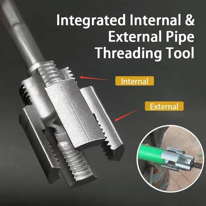 Integrated Internal & External Pipe Threading Tool, Electric Drill Compatible Pvc Pipe Thread Cutting Tool For Water Pipes, 1/2" (Dn15) 3/4" (Dn20)
