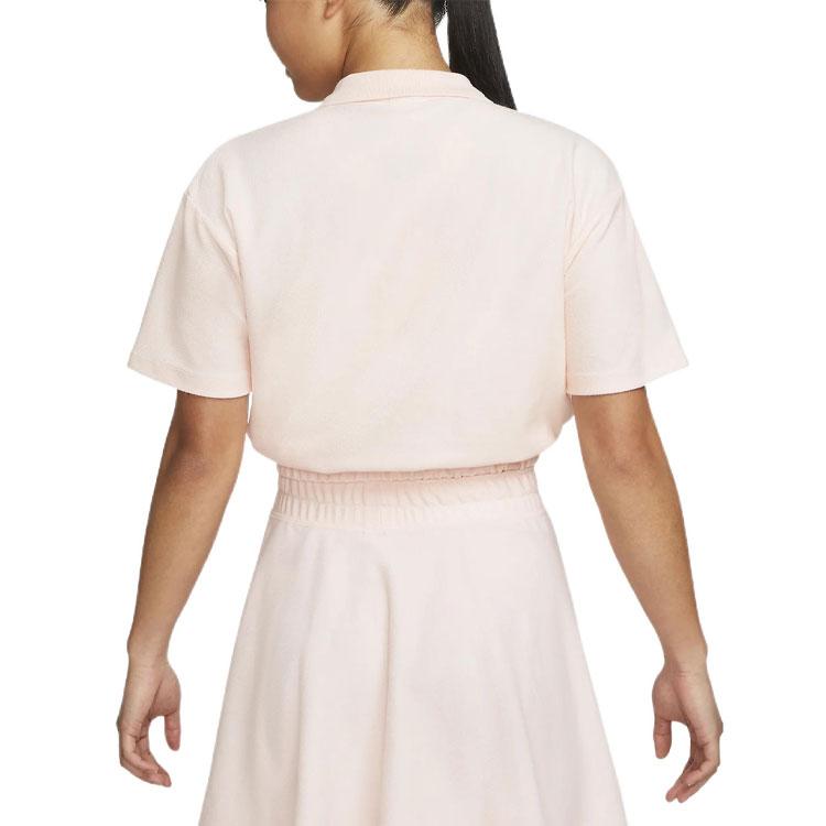 Nike Air Pique Solid Color Casual Short Sleeve Polo Shirt Women Tops Pink DM6465-610