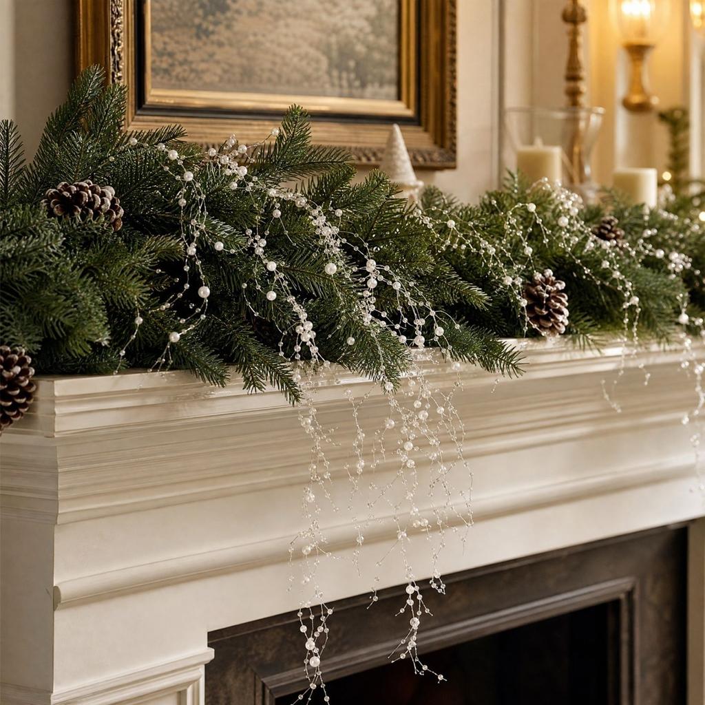 Christmas Beaded Garland with Pendants for Tree and Wreath Holiday Decor