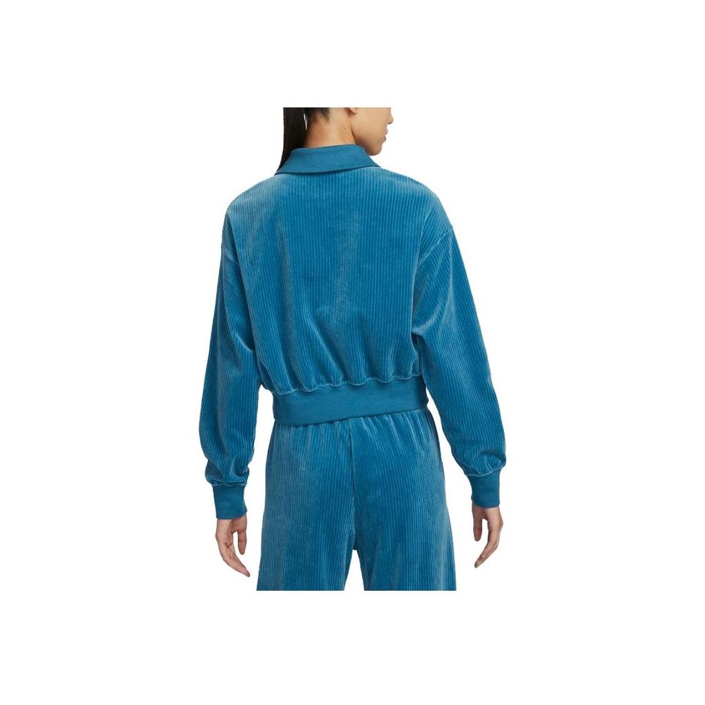 Nike Sportswear Solid Color Short Sleeve Polo Sweatshirt Women sweatshirt Blue DQ5939-457