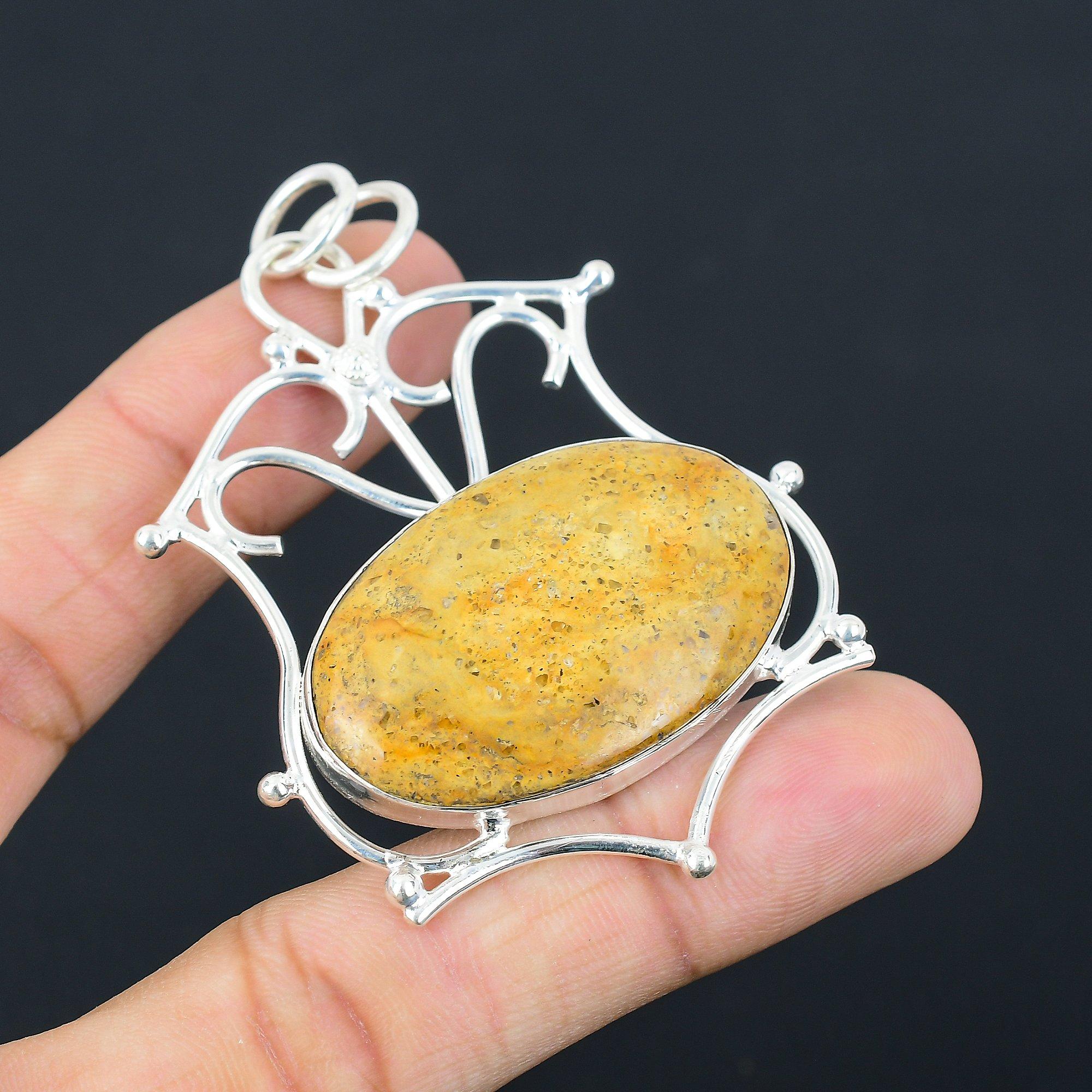 

Womens day Deal 925 Sterling Silver Picture Jasper Stone Unique Artisan Pendant