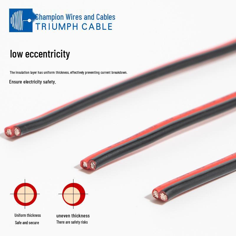 UL2468 Red-Black Ribbon Cable, 10A, White Print, 28/26/24 AWG Parallel Wire Power Cord.