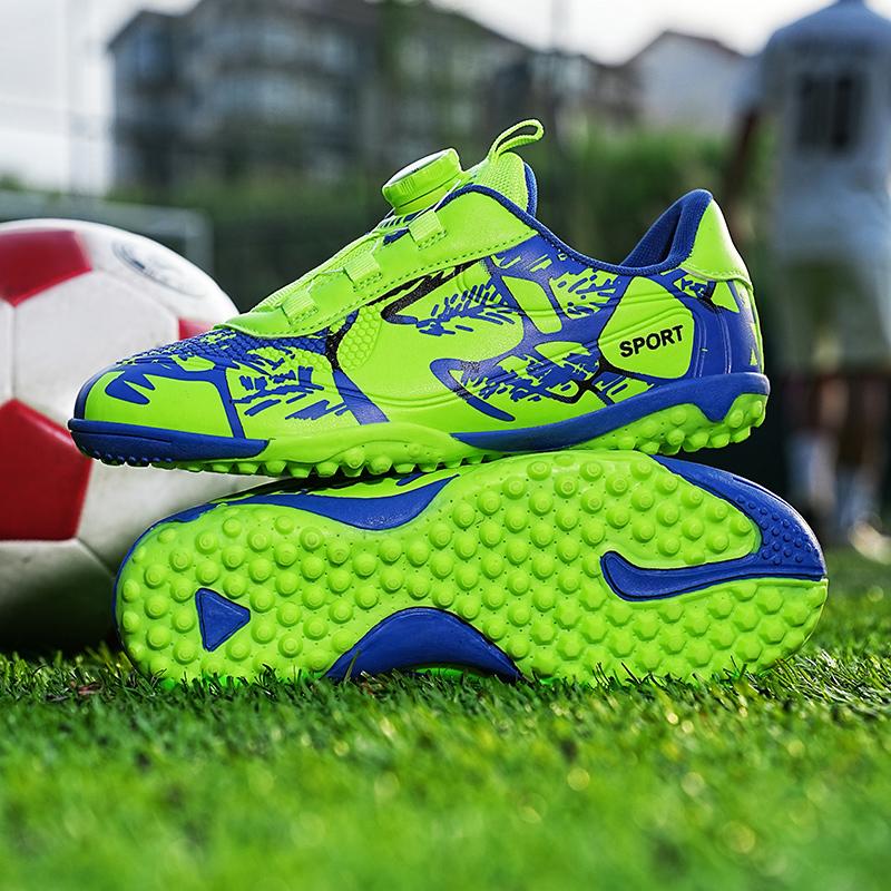 2023 New School Season Children's Football Shoes Rotating Button Boys Short Nails TF Training Football Shoes