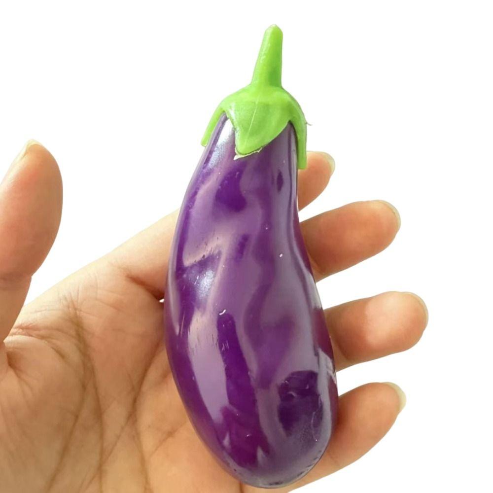 Realistic TPR Fidget Toy Super Soft Eggplant Squeeze Toy Eggplant Squishy Toy Office Desk Toy