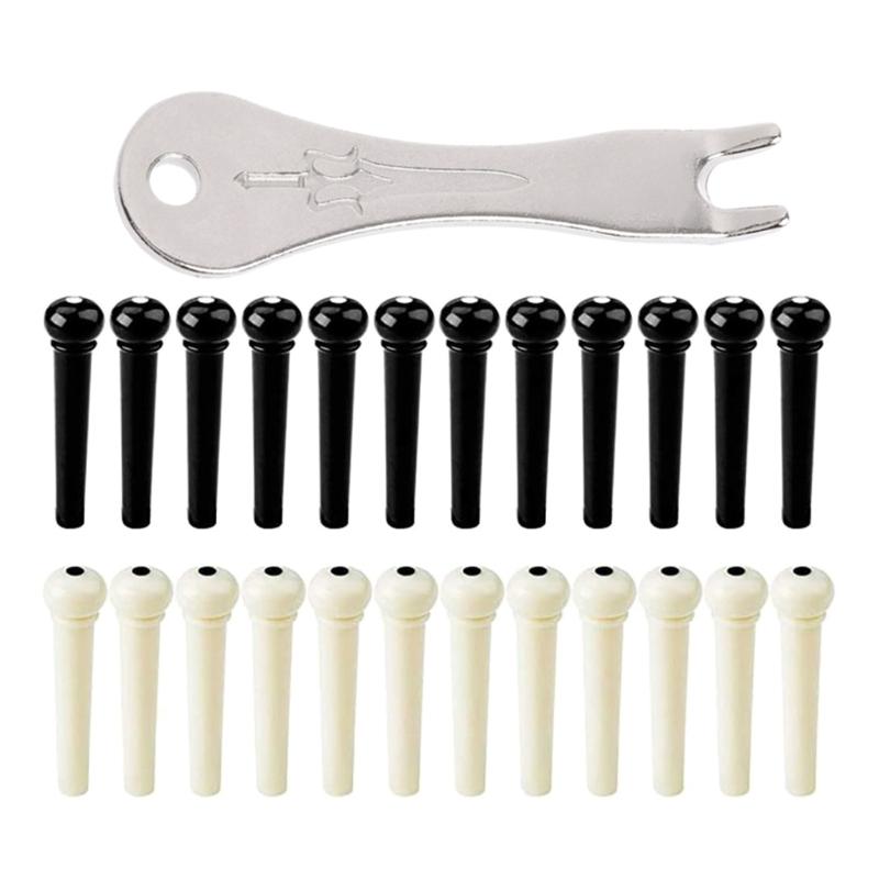 25Pcs Acoustic Guitar Bridge Pins & Puller Set Bass Guitar Bridge Pegs String Nail Remover Guitar Pin Puller Easy to Use 1