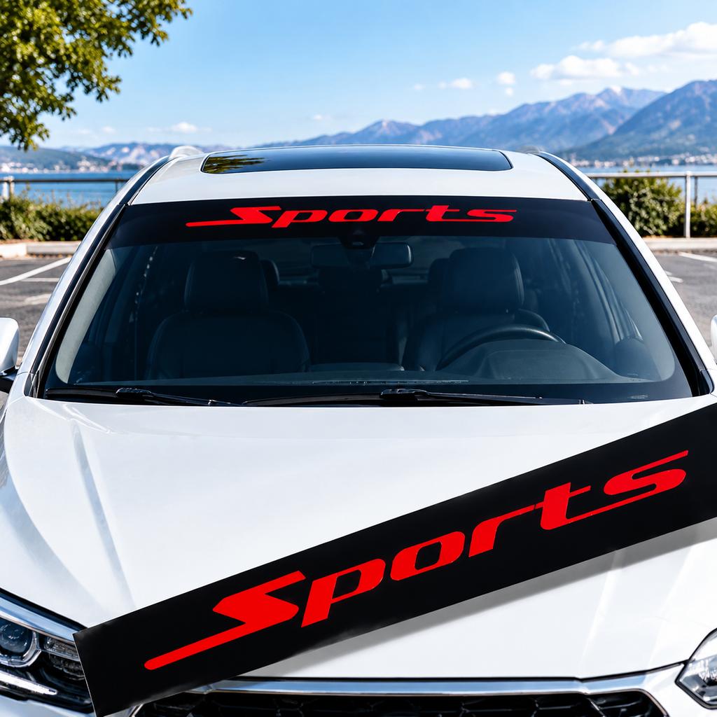 Red Sports Letter Reflective Car Decal Sticker for Windshield Decoration