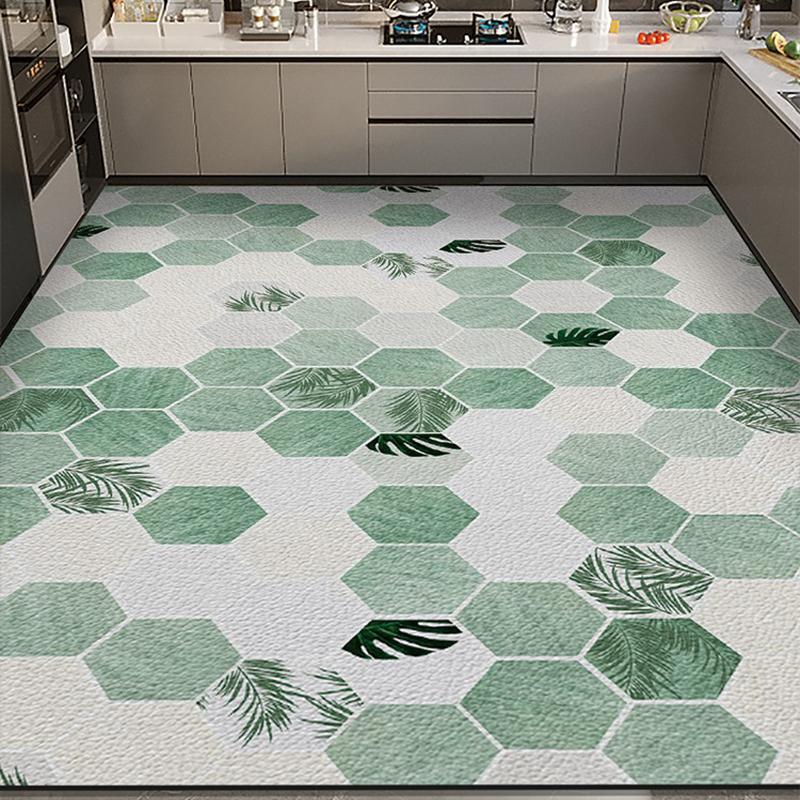 Kitchen Carpet Anti-slip Oil-proof Pvc Leather Floor Mat Wash-free Wipeable Waterproof Rug Dirt-resistant Large Area Foot Mats