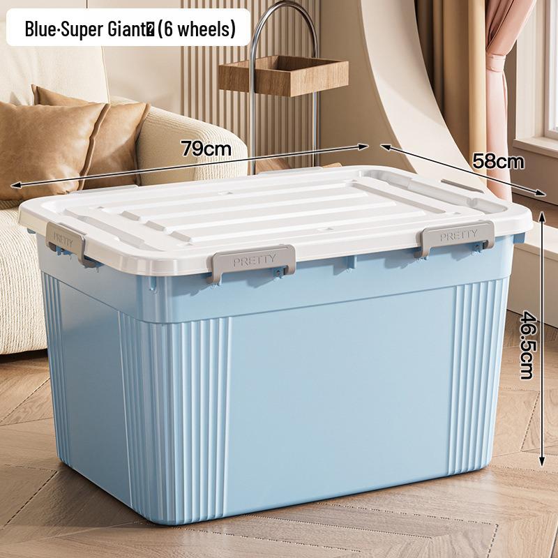 Extra Large Plastic Storage Box with Wheels for Toys, Snacks, Clothes - Thickened Container for Living Room & Bedroom
