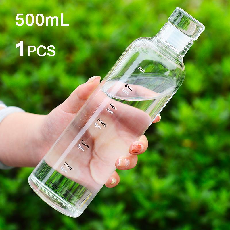

500 мл прозрачная цветная пластиковая бутылка для воды маркер креативная большая емкость герметичная молочная чашка питьевая посуда для детей школьный спортзал спорт 0.5L