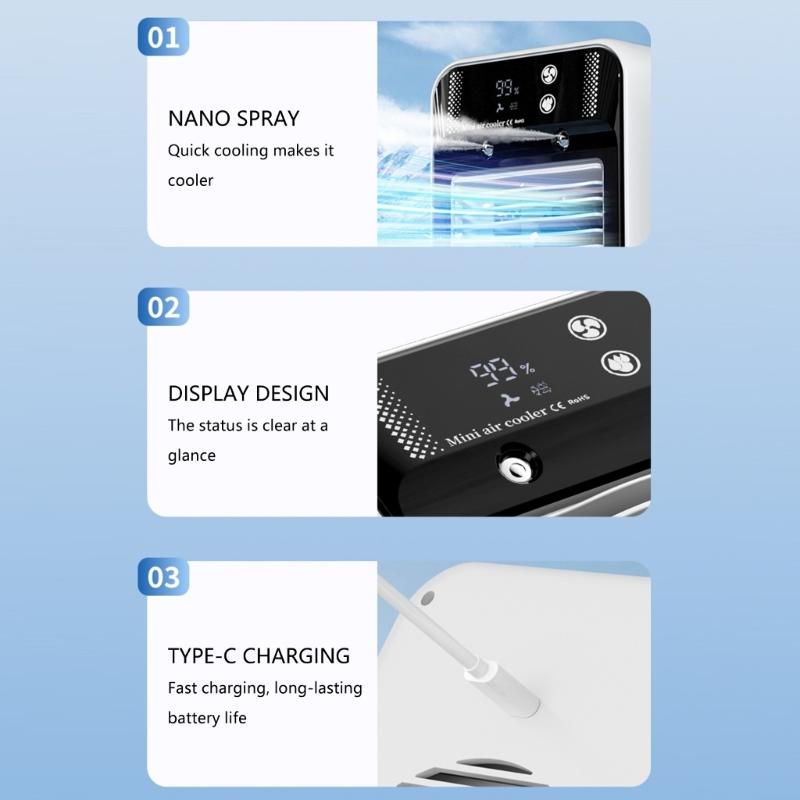 Portable Air Conditioner Air Cooling Fan Conditioning Mini Conditioner With 2 Speed For Outdoor Bedroom Indoor Outdoor