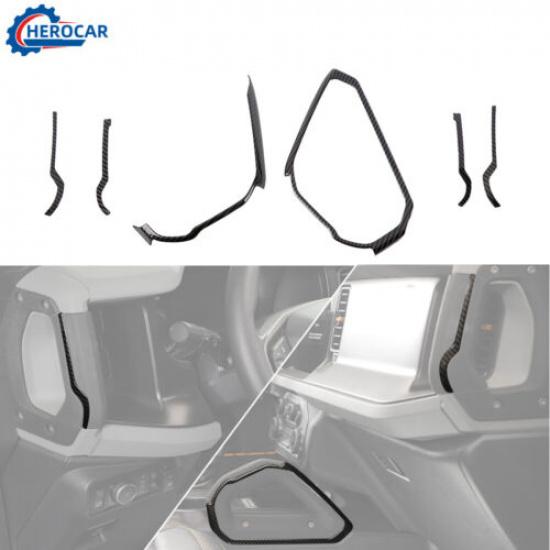 Center Console Handle Grab Decor Cover Trim For Bronco +Black Carbon Fiber