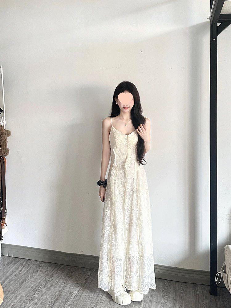 French Lace Camisole Dress 2025: Women's Petite Summer Waist-Slimming Fairy Dress