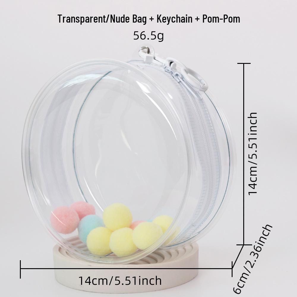 10cm Cotton Doll Ita Bag - PVC Transparent Round Carrier for 14cm Dolls