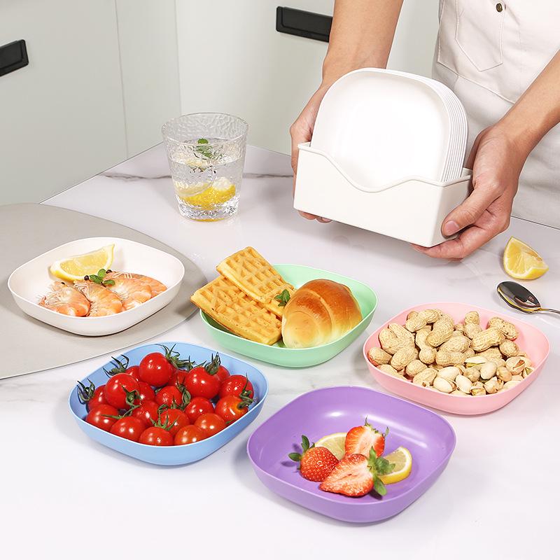 Creative Wheat Straw Japanese Tableware Set - Small Plates for Snacks, Nuts, Appetizers, Candy with Base