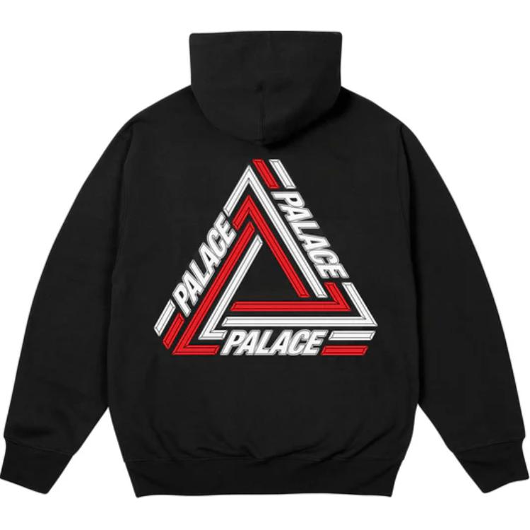Palace Tri-Line Hood Black Unisex Tops P27CS078