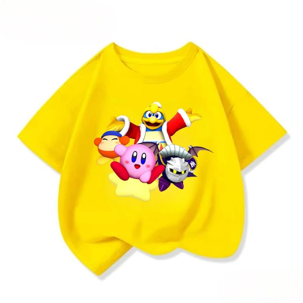 

Kawaii Boys Girls Short Sleeve T Shirt Soft Cartoon Print Summer Fashion Street Casual Tops Kirby 3-14Y 100