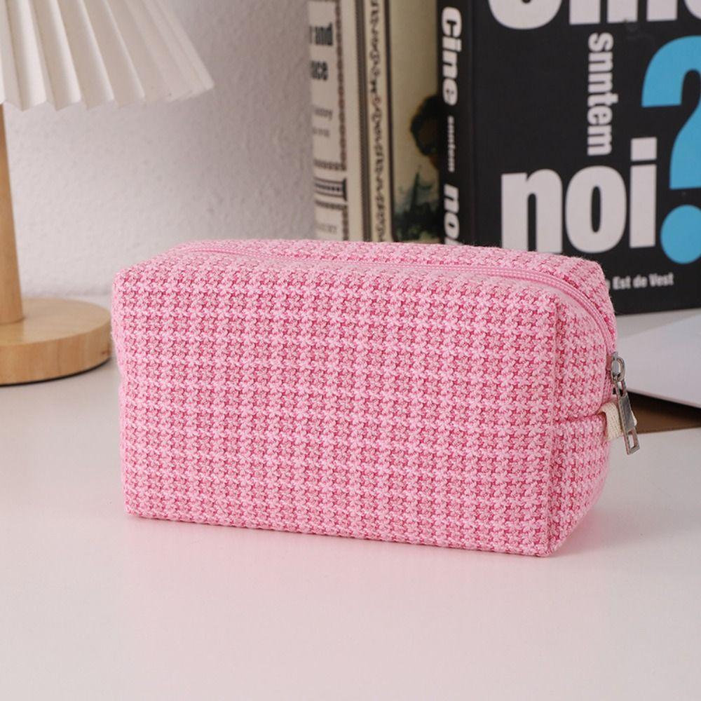 Kawaii Cosmetic Storage Bag Large Capacity Pen Box Durable Woven Pencil Case  Student Supplies