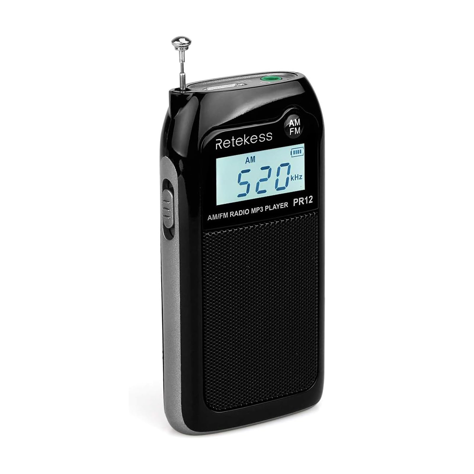 

Retekess PR12 Portable Rechargeable Pocket Radio with DSP MP3 Player for SD Card Lightweight AM/FM Seniors, Commuting, Travel, Support, (Black) чорний