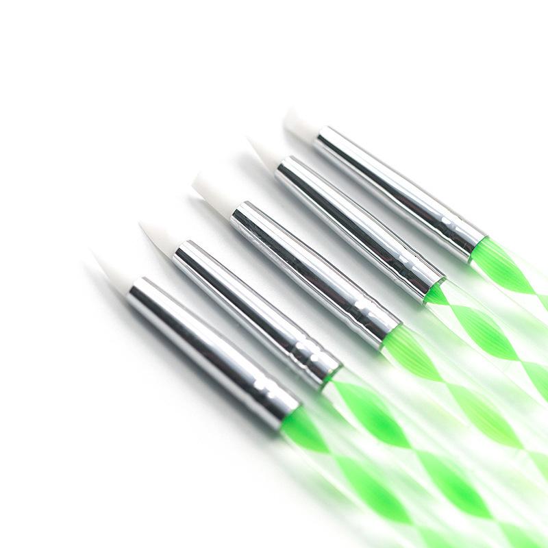 5-Piece Silicone Nail Art & Clay Dotting Pen Set - Double-Ended Tool for Scoring, Embossing & Shaping