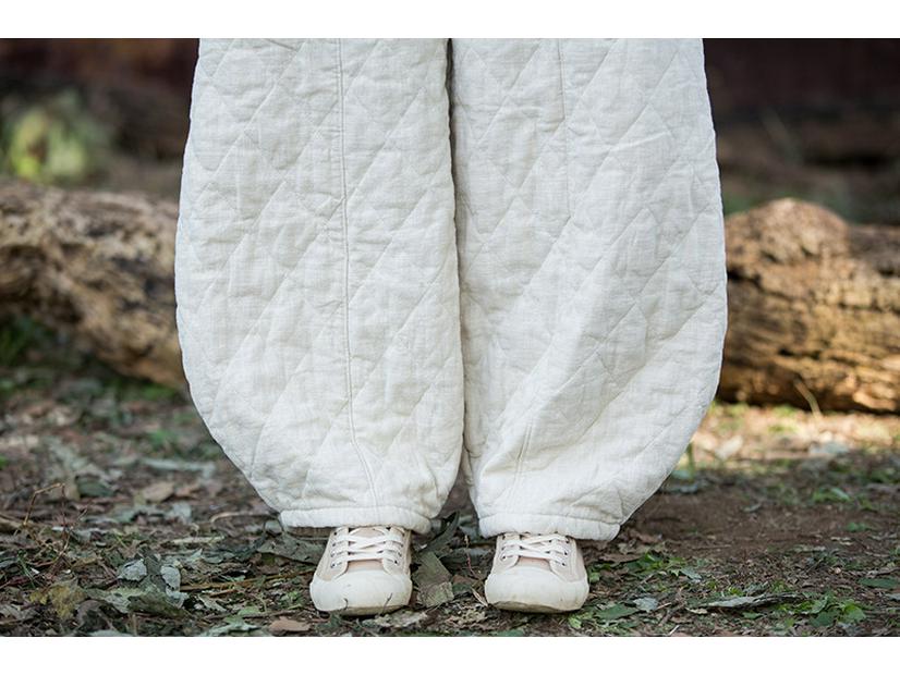 2025 Winter Women's Retro Quilted Diamond Pattern Lantern Pants - Thick Warm Cotton Linen
