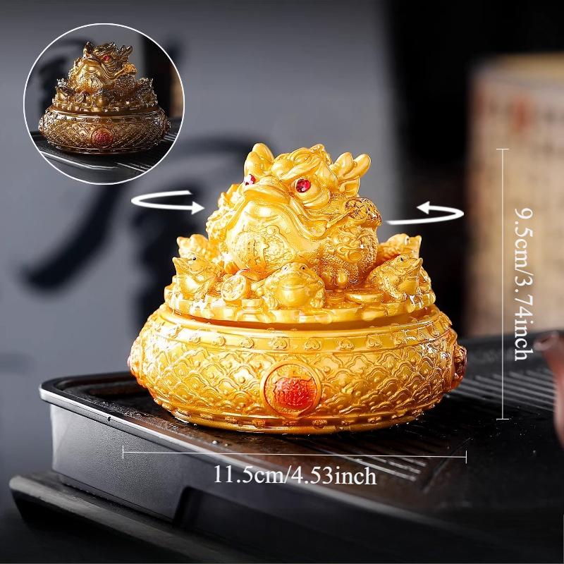 

Color Changing Large Golden Toad Tea Pet Rotating Divine Beast Tea Play Desktop Ornament Chinese Style Resin Ornament