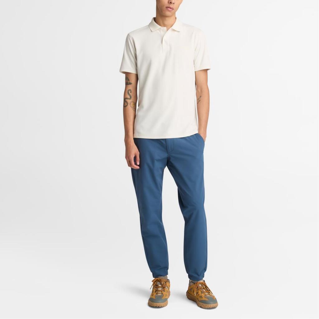 Timberland Logo Polo Décontracté Respirant Confortable Manches Courtes Homme Hauts Vintage-Blanc A5QHJ-CM9