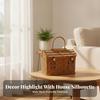 Rectangular Storage Basket with Lid Portable Box Handle Handwoven