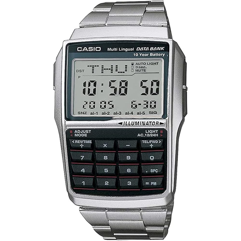 Casio Data Bank DBC-32D-1A Men s Digital Watch Silver Metal Band Imported Model