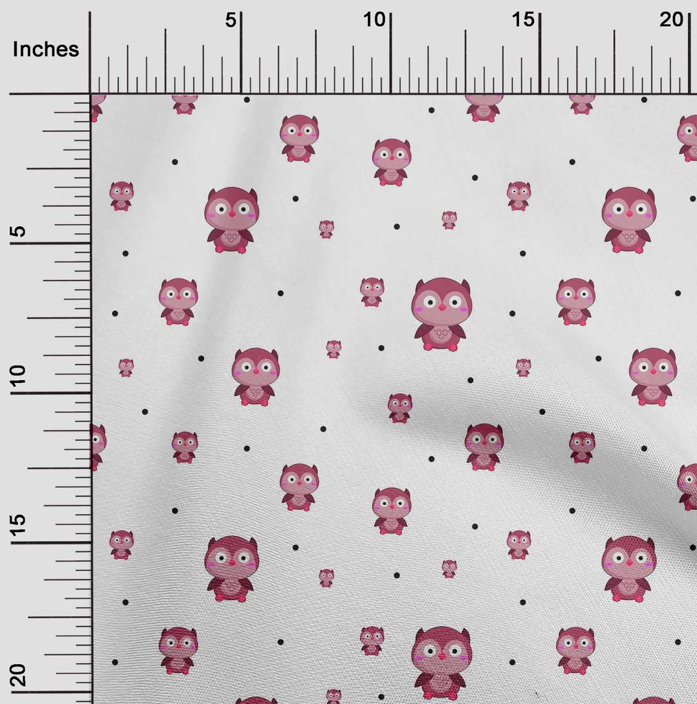 oneOone Cotton Flex Fabric Dot & Cartoon Owl Bird Print Fabric by The Yard 40 Inch