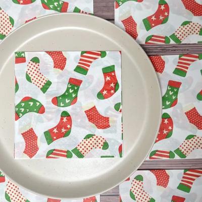 Lot de 20 serviettes de table jetables à 2 épaisseurs, 33 x 33 cm, motif Noël