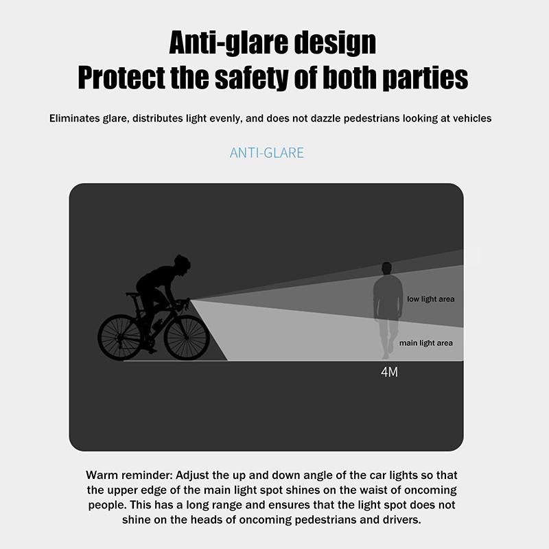 Led Bicycle Front Light Type-C Rechargeable Bicycle Headlight Road Bike Headlamp Easy To Install Cycling Accessories1/2Pcs