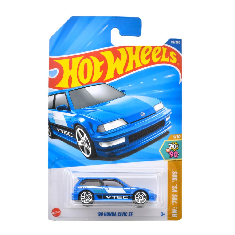 Hot Wheels Basic Car JFN65 1990 Honda Civic EF Mini Vehicle Toy Blue 3 Years Old and Up