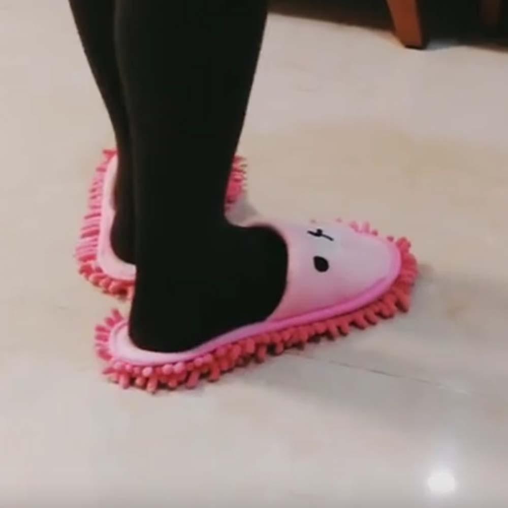 Thickened Detachable Cotton Shoes Anti-slip Microfiber Slippers Mopping  Wooden Floor