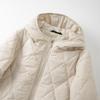 Men's Hooded Cotton Jacket with Mulberry Silk, Diamond Pattern, Winter Casual Outerwear.