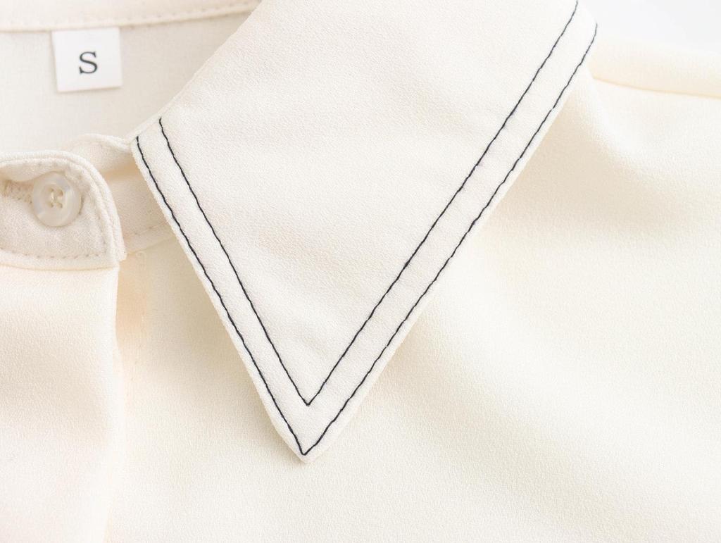 2025 Spring European & American Style Women's Color Block Topstitched Shirt