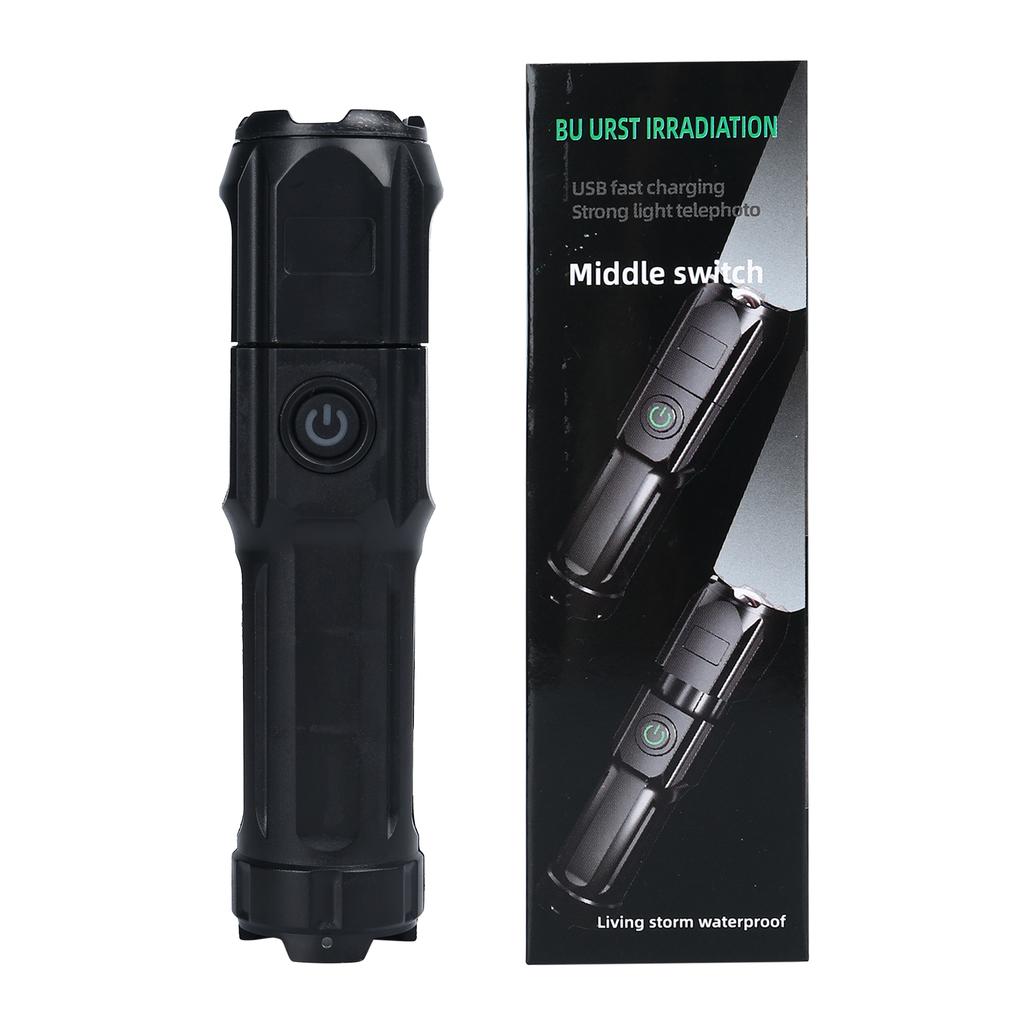 Portable Flashlights USB Rechargeable ABS Focus Flashlight with Strong Light for Outdoor Camping Hiking Emergency