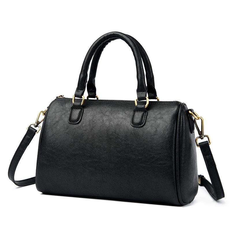 

Сумки женские городские простые косые пролеты ретро мода большой емкости портативная сумка Boston чёрный