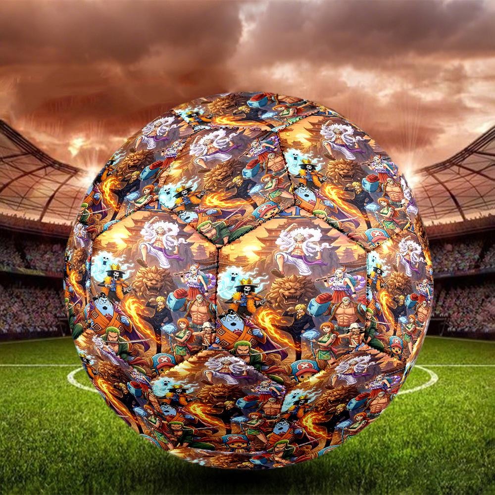 One Piece Print Size 5 Soccer Ball, Standard Match Football for Sports Game and Team Practice, Ideal Gift for Soccer Fans