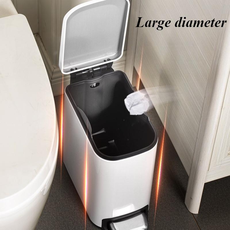 Nordic Waste Bins Bathroom Stainless Steel Pedal Trash Can Square Garbage Can Simple Living Room Modern Wastebasket with Lid
