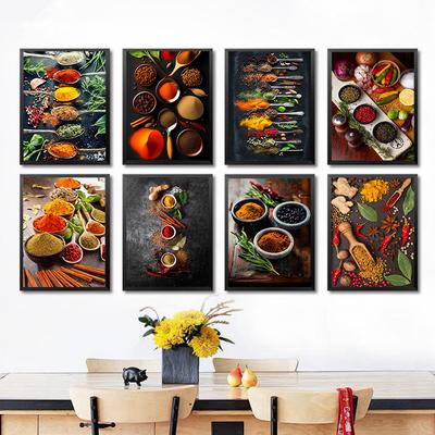 Cucina, cereali, spezie, cucchiai, peperoni, cibo, quadri, arte murale, poster, quadri su tela, per la casa moderna, cucina, murale, quadri