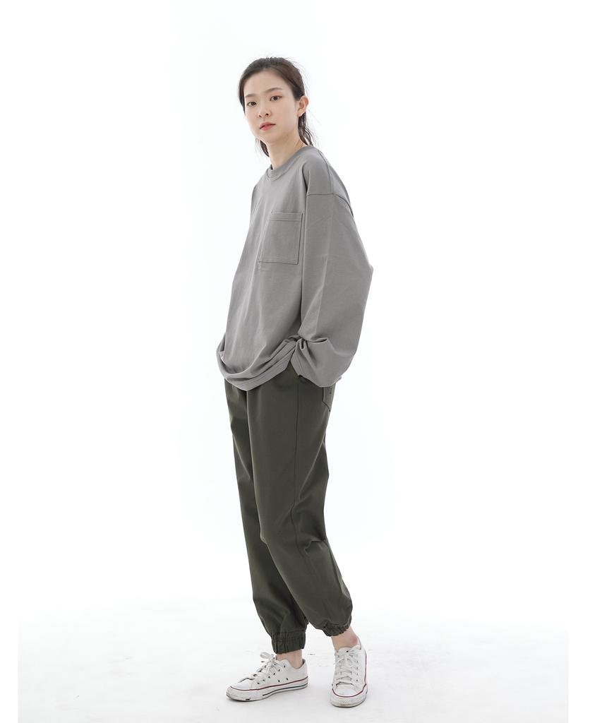 Seinteukeulu Back Bartack Point Coated Strap Jogger Pants Bb-303J Khaki