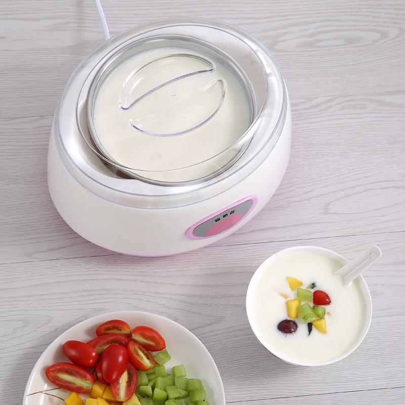 Rustfritt stål 1L Automatisk Yoghurtmaskin - Kompakt husholdningsapparat for yoghurt, natto og risvin