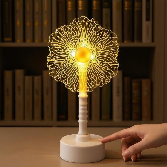 Acrylic Flower Shape LED Lamp, Decorative Cordless Table Light with Warm Light for Home, Office, Study Room, Bedside