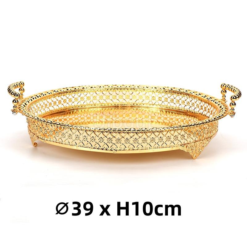 

KTV hotel High grade European style Gold golden Silver Plate Metal Fruit sugar Wedding Party dish Retro Metal Fruit Storage Tray