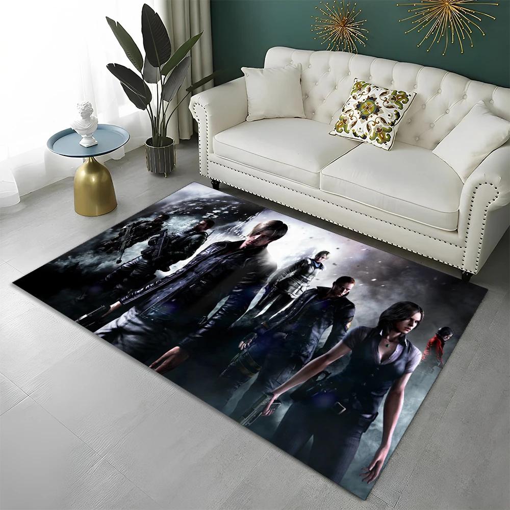3D R-Resident Evil Gamer Spiele Teppich Teppich für Zuhause Wohnzimmer Schlafzimmer Sofa Fußmatte Dekor, Kinder Spielbereich Teppich Rutschfeste Bodenmatte